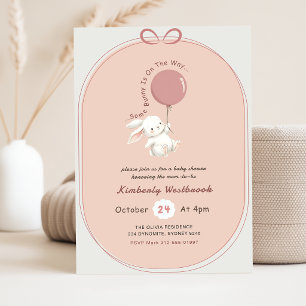 Invitación Ducha de bebé de conejita con lazo rosa