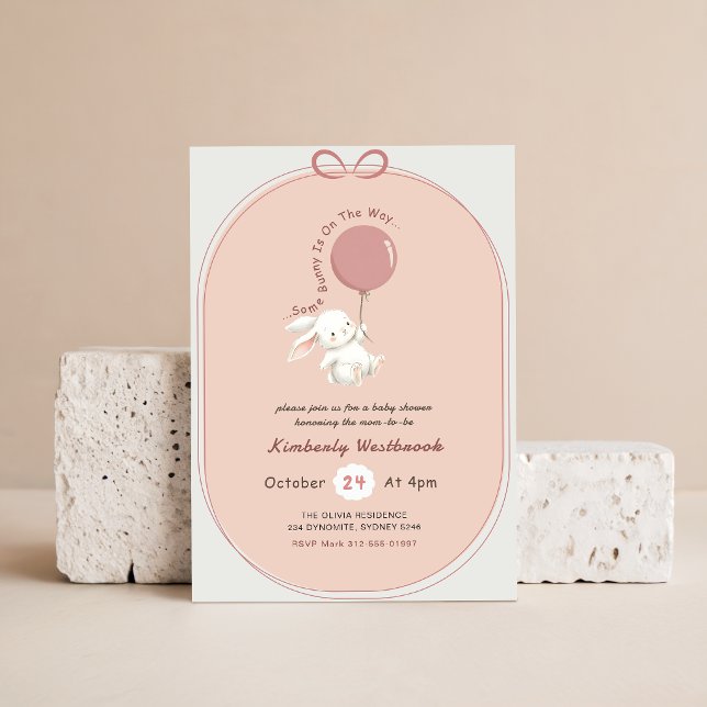 Invitación Ducha de bebé de conejita con lazo rosa (Subido por el creador)