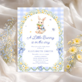 Invitación Ducha de bebé de conejito bebé gingham niño