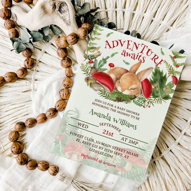 Invitación Ducha de bebé de conejito del bosque (Subido por el creador)