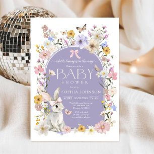 Invitación Ducha de bebé de conejito florecilla silvestre