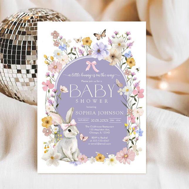Invitación Ducha de bebé de conejito florecilla silvestre (Subido por el creador)