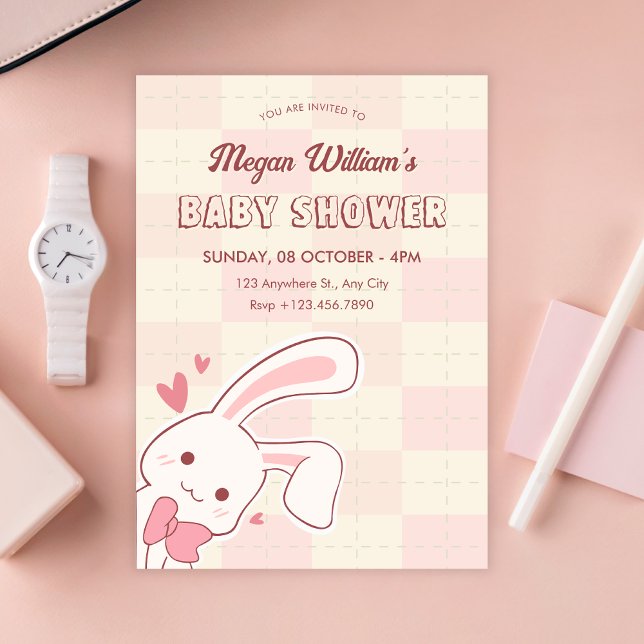 Invitación Ducha de bebé de conejito lindo (Subido por el creador)