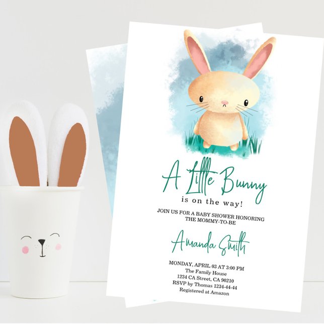 Invitación Ducha de bebé de conejito lindo (Subido por el creador)