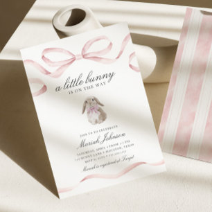 Invitación Ducha de bebé de conejito Niña rosa primavera Pa