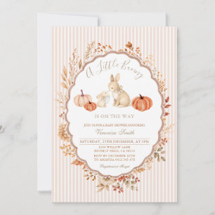 Invitación Ducha de bebé de conejito otoñal