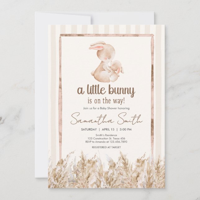 Invitación Ducha de Bebé de Conejito Pequeño (Anverso)