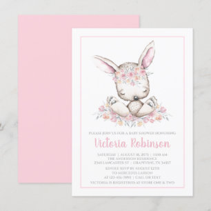 Invitación Ducha de bebé de conejo Bunny rosa