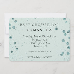 Invitación Ducha de bebé de Confetti verde suave