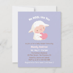Invitación Ducha de bebé de corderito abraza corazón lindo
