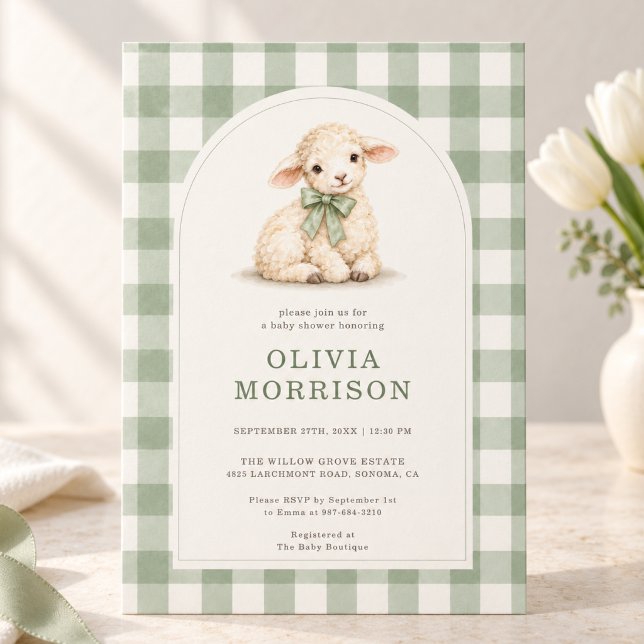Invitación Ducha de bebé de corderito de primavera (Subido por el creador)