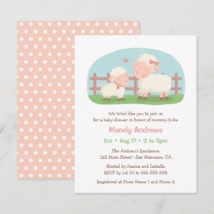 Invitación Ducha de Bebé de Corderito y Mamá Granja