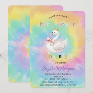 Invitación Ducha de bebé de corona de cisne lindo con lazo de