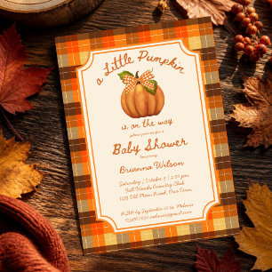 Invitación Ducha de bebé de cuadros de otoño de pequeña calab