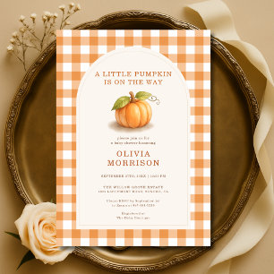 Invitación Ducha de bebé de cuadros de otoño de pequeña calab
