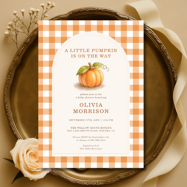 Invitación Ducha de bebé de cuadros de otoño de pequeña calab (Subido por el creador)