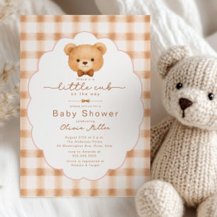 Invitación Ducha de bebé de cuadros neutros Little Cub