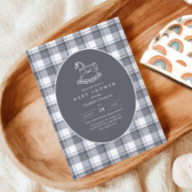 Ducha de bebé de cuadros prep con caballo mecedor 