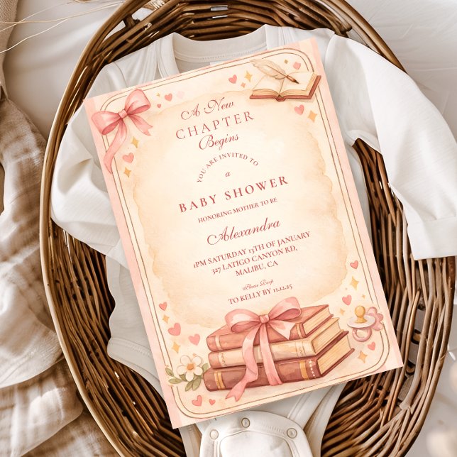 Invitación Ducha de bebé de cuento de un nuevo capítulo (Subido por el creador)