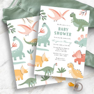 Invitación Ducha de Bebé de Dinosaurio