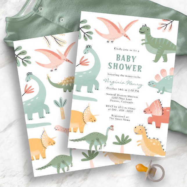 Invitación Ducha de Bebé de Dinosaurio (Dinosaur Baby Shower Invitation
)