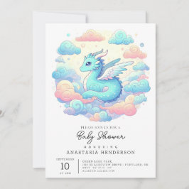Invitación Ducha de bebé de dragón de dibujos animados