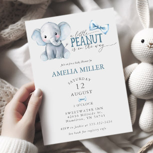 Invitación Ducha de bebé de elefante acuarela con pajarita pa
