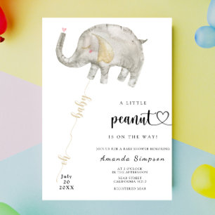 Invitación Ducha de bebé de elefante con globo de acuarela