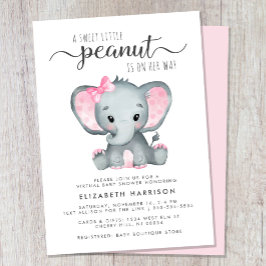Invitación Ducha de bebé de Elefante Rosa Virtual