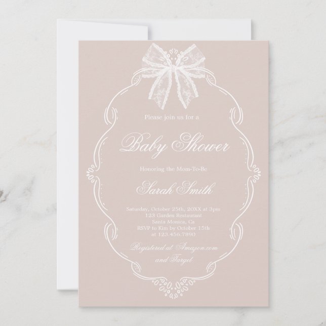 Invitación Ducha de Bebé de Encaje (Anverso)