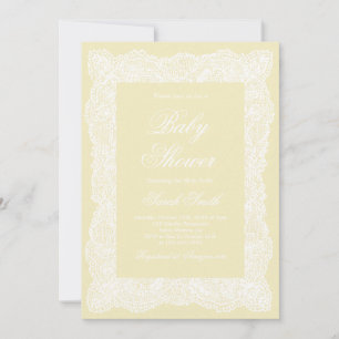 Invitación Ducha de Bebé de Encaje Amarillo Mantequilla