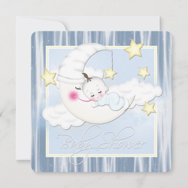 Invitación Ducha de Bebé de Estrellas y Luna (Anverso)