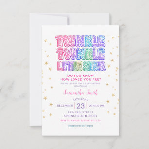 Invitación Ducha de bebé de estrellita titilante con brillo d