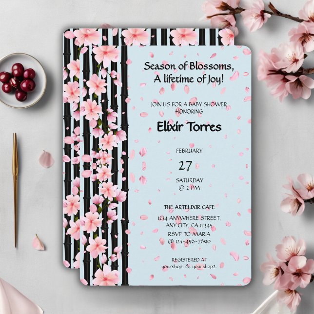 Invitación Ducha de Bebé de Flor de Cerezo de Primavera Sakur (Subido por el creador)