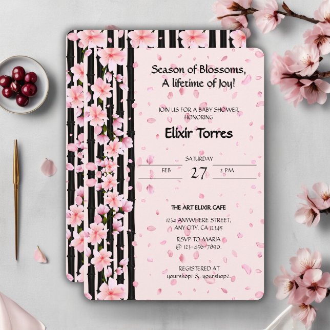Invitación Ducha de Bebé de Flor de Cerezo de Primavera Sakur (Subido por el creador)