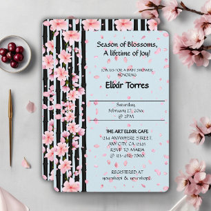 Invitación Ducha de Bebé de Flor de Cerezo de Primavera Sakur