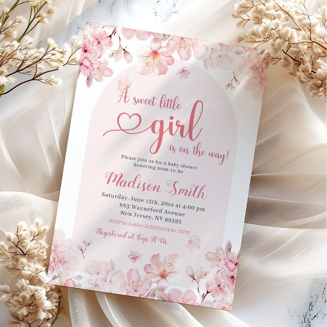 Invitación Ducha de Bebé de Flor de Cerezo Rosa Sakura Primav (Subido por el creador)