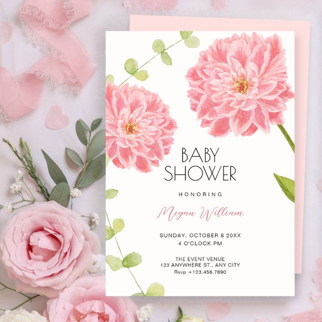 Invitación Ducha de bebé de flor rosa en flor (Subido por el creador)