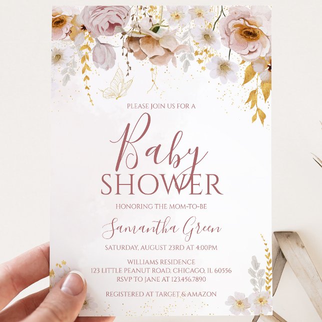 Invitación Ducha de Bebé de Flor Silvestre (Subido por el creador)