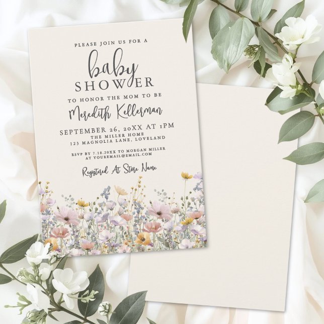 Invitación Ducha de Bebé de Flor Silvestre (Wildflower Baby Shower Invitation)