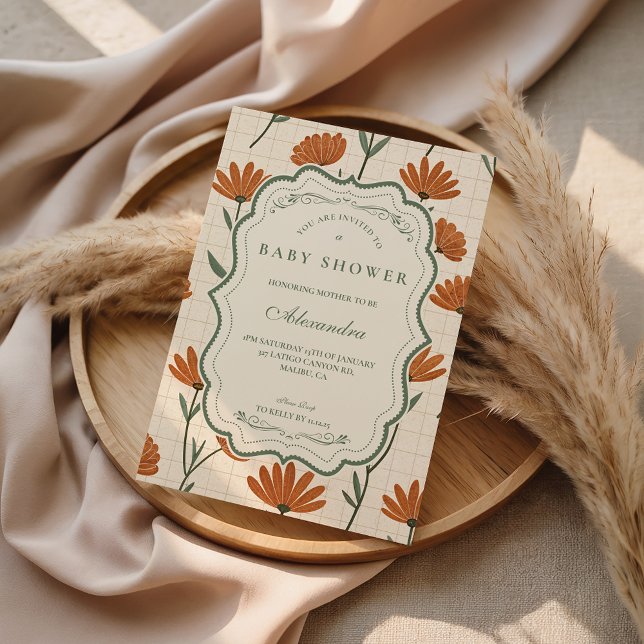 Invitación Ducha de bebé de flor silvestre cálida (Subido por el creador)