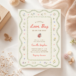 Invitación Ducha de bebé de flor silvestre Little Love Bug