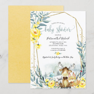 Invitación Ducha de bebé de flora boscosa adorable