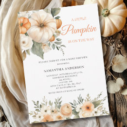 Invitación Ducha de bebé de Floral Naranja y Blanco de Calaba