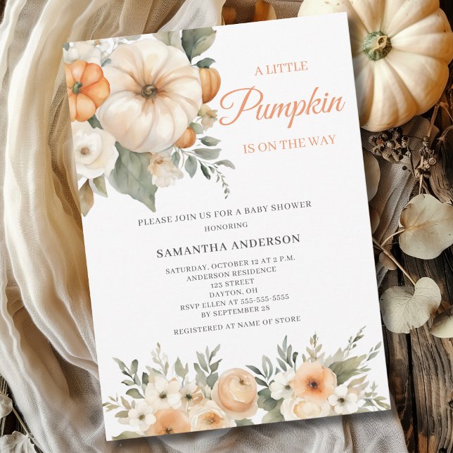 Invitación Ducha de bebé de Floral Naranja y Blanco de Calaba (Subido por el creador)