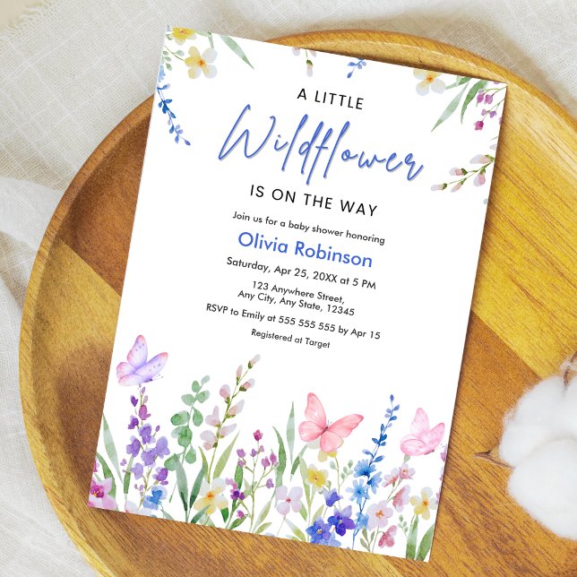 Invitación Ducha de bebé de florecillas silvestres florales (Floral Spring A Little Wildflower Baby Shower Invitation )