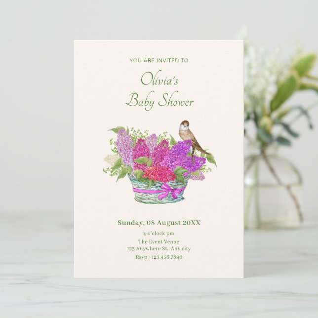 Invitación Ducha de bebé de flores (Anverso de pie)