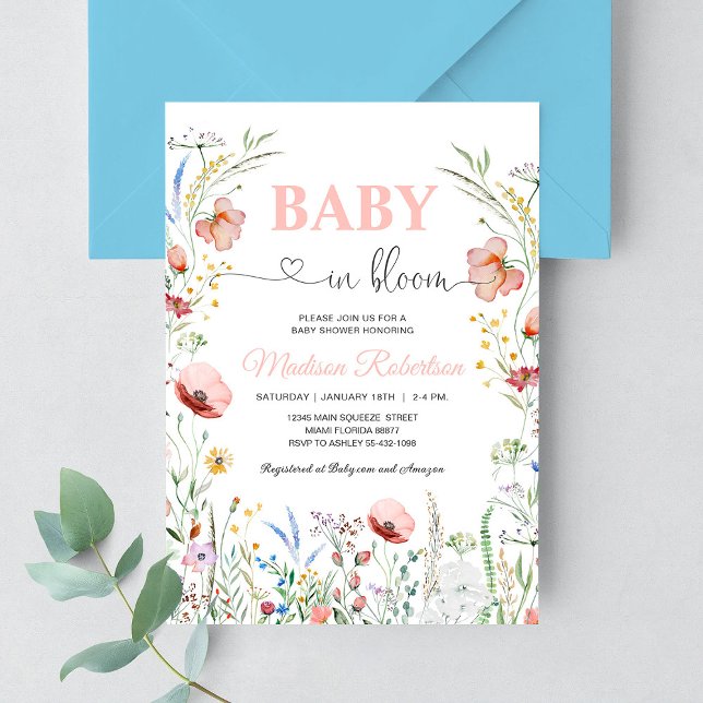Invitación Ducha de bebé de flores de primavera Baby in Bloom (Subido por el creador)