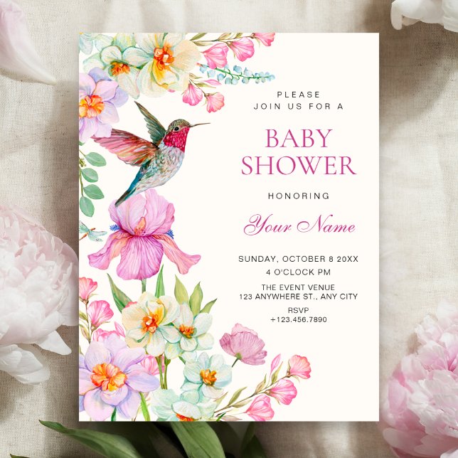 Invitación ducha de bebé de flores de primavera en flor (Subido por el creador)