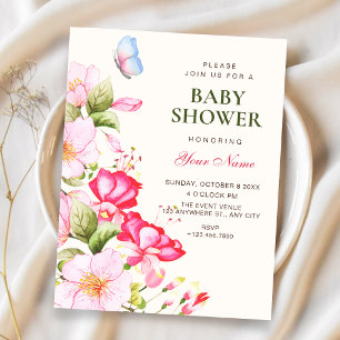 Invitación ducha de bebé de flores en flor